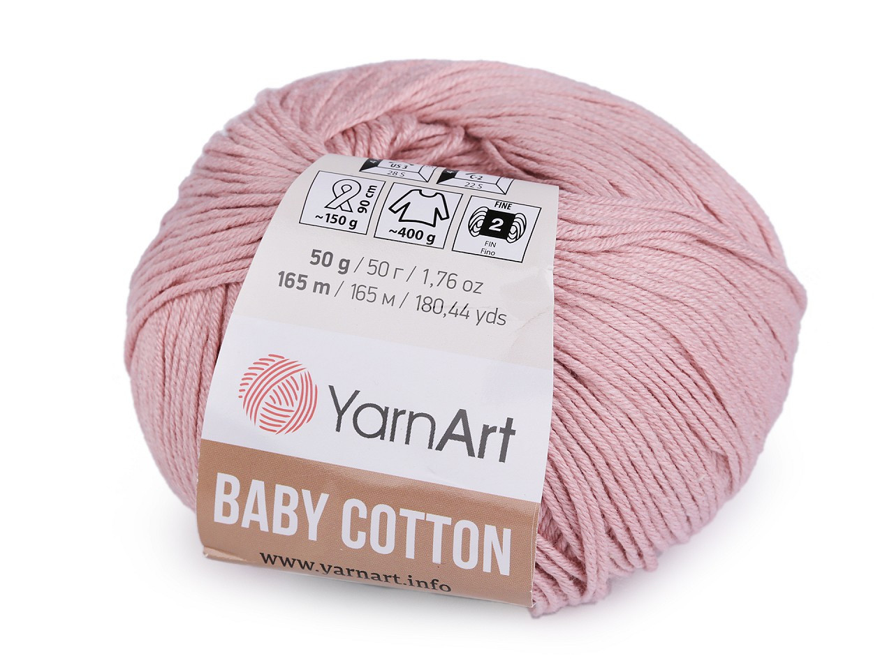Pletací příze Baby Cotton 50 g, barva 3 (413) pudrová