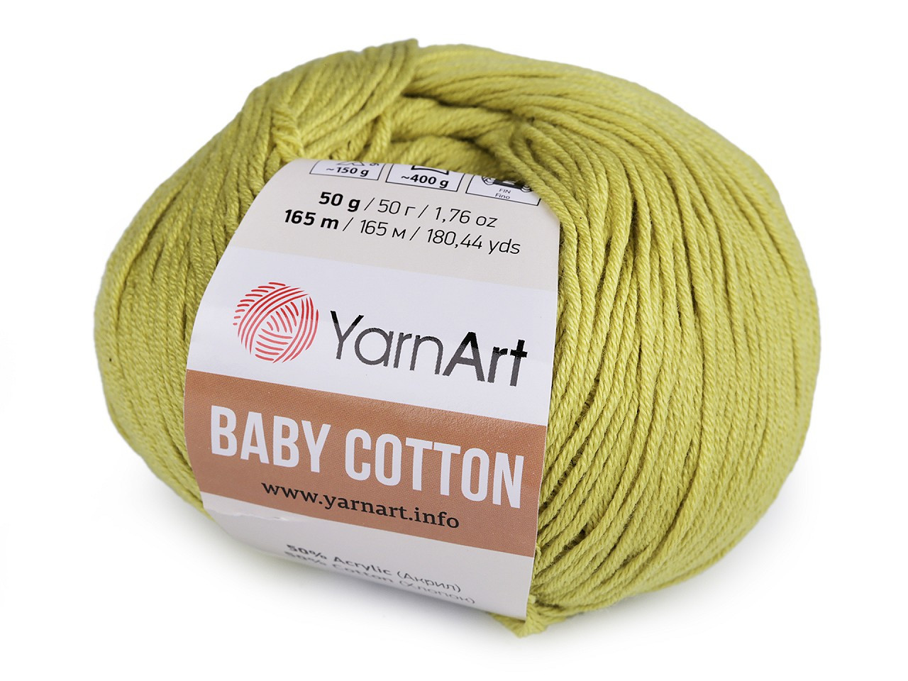 Pletací příze Baby Cotton 50 g, barva 9 (436) zelená travní sv.