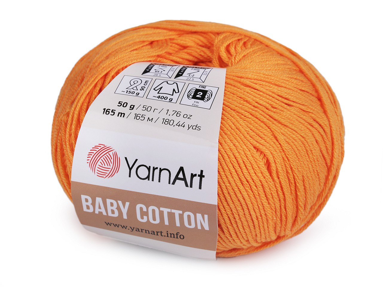 Pletací příze Baby Cotton 50 g, barva 6 (425) oranžová