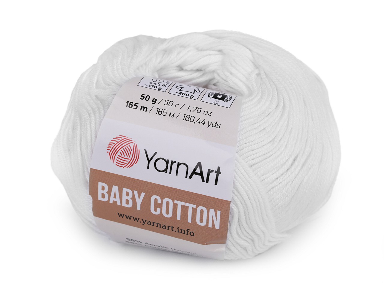 Pletací příze Baby Cotton 50 g, barva 1 (400) bílá