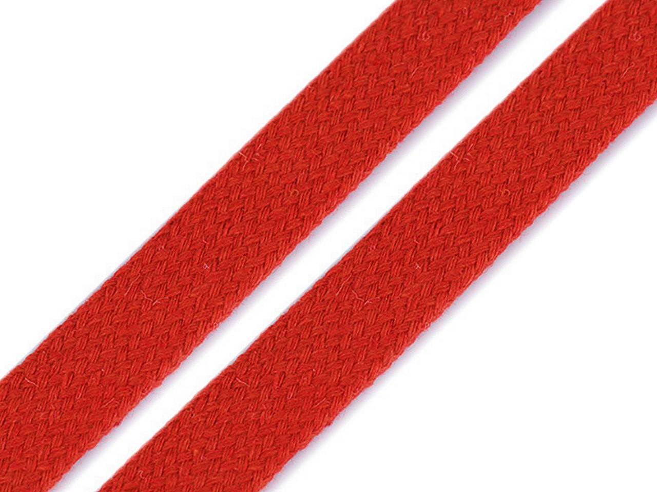 Oděvní šňůra plochá / dutinka šíře 11-15 mm, barva 8 červená rumělka