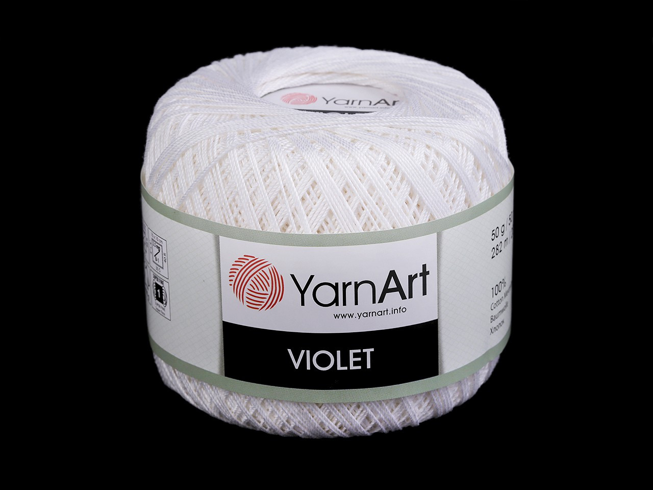 Bavlněná příze háčkovací Violet 50 g, barva 1 (003) bílá