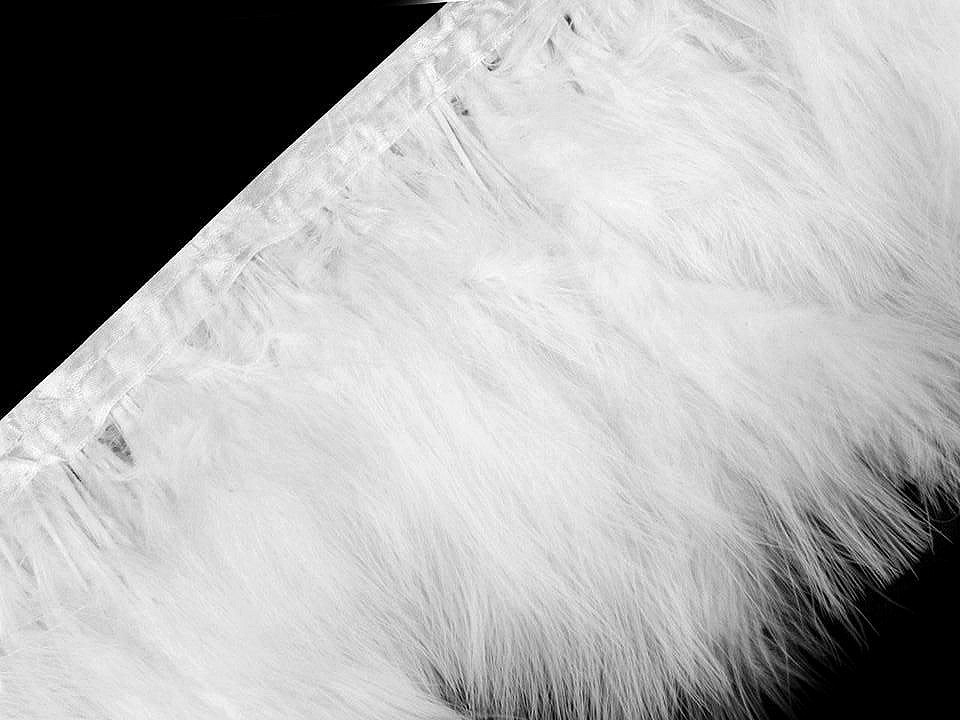 Prýmek - marabu peří šíře 17 cm, barva 1 bílá