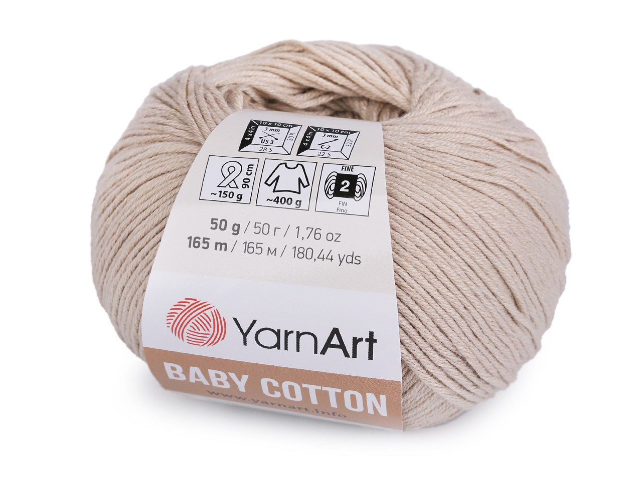 Pletací příze Baby Cotton 50 g, barva 2 (403) béžová světlá