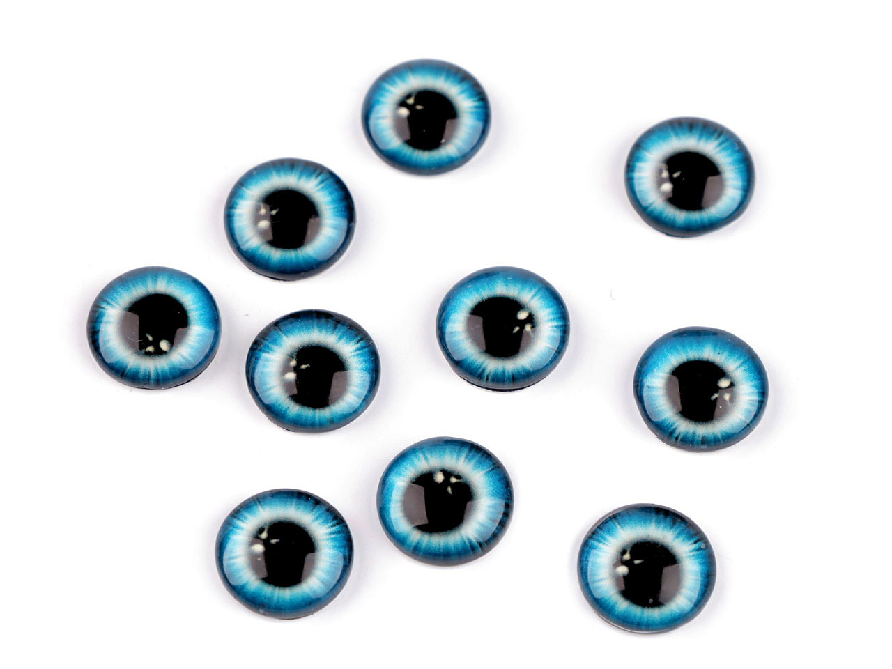 Skleněné oči k nalepení Ø10 a 12 mm, barva 5 (12 mm) modrá