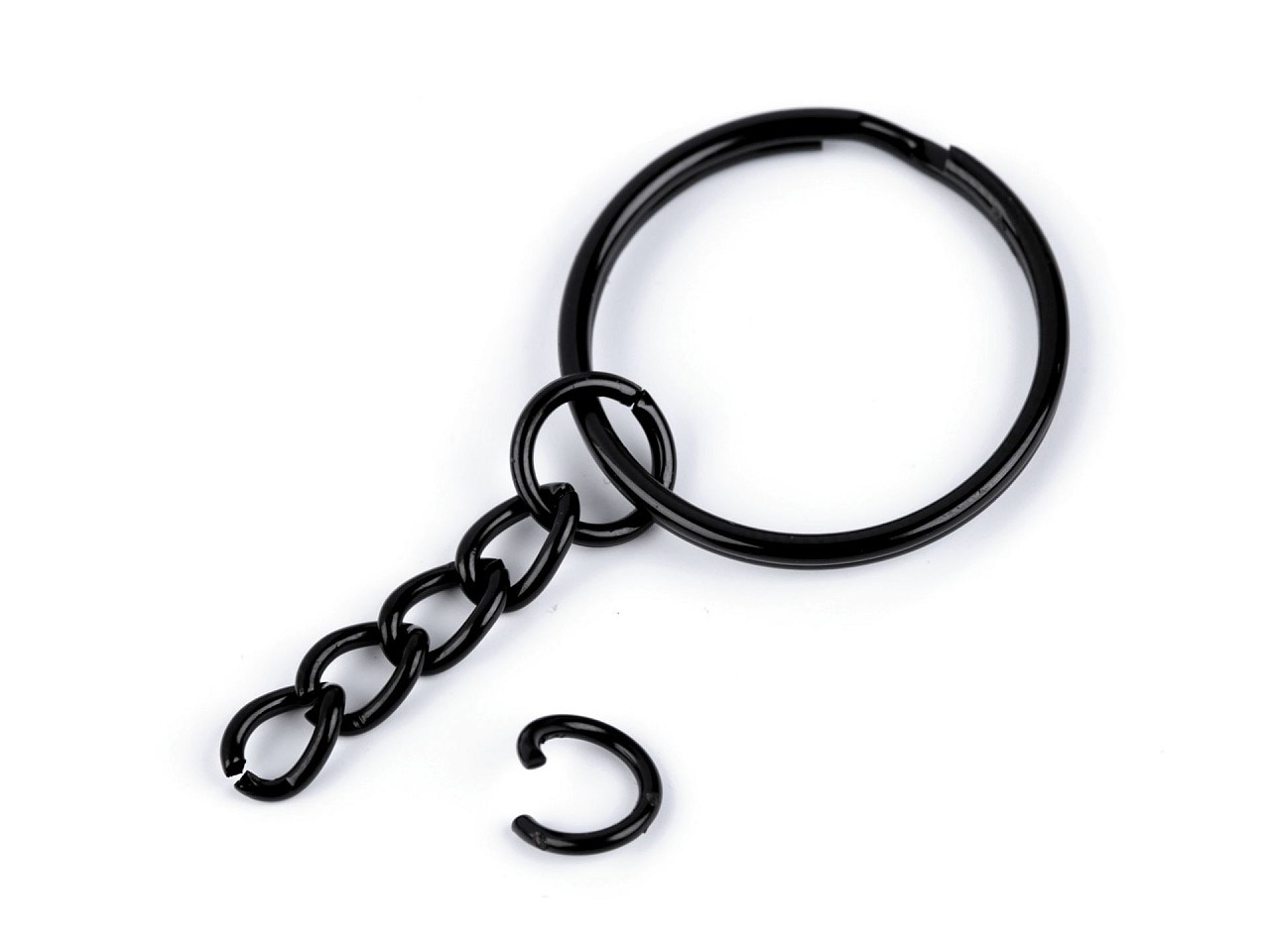 Kroužek na klíče Ø25 mm s řetízkem, barva 5 černý lak