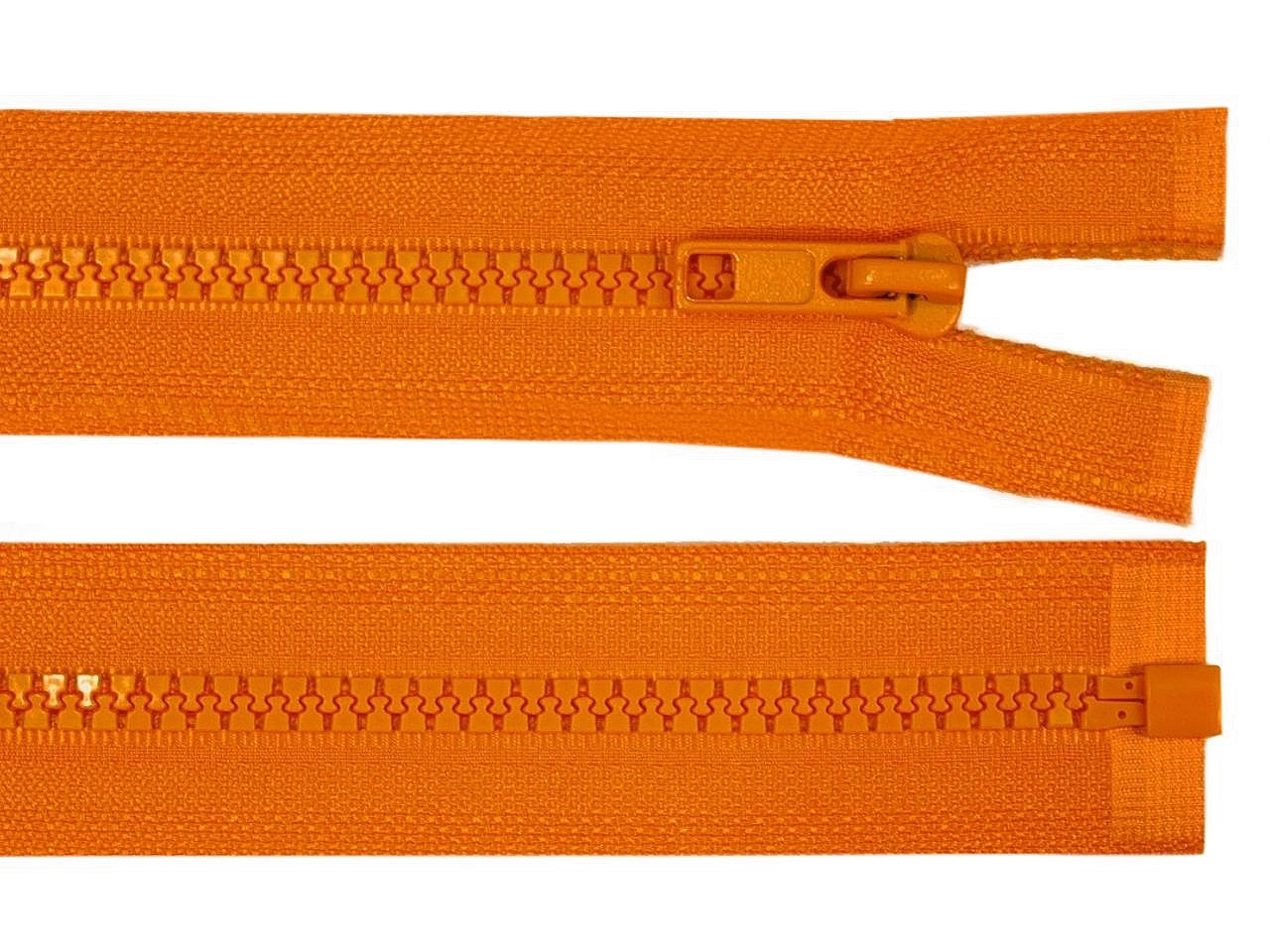 Kostěný zip šíře 5 mm délka 75 cm bundový, barva 158 oranžová