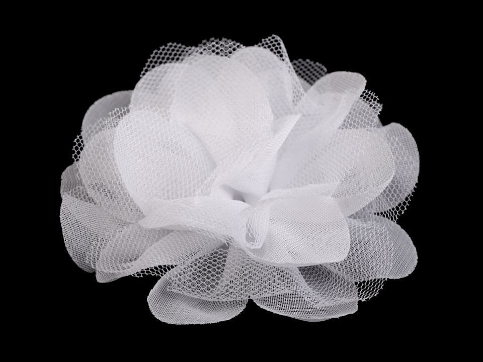 Šifónový květ Ø8 a 9 cm, barva 5 (9 cm) bílá