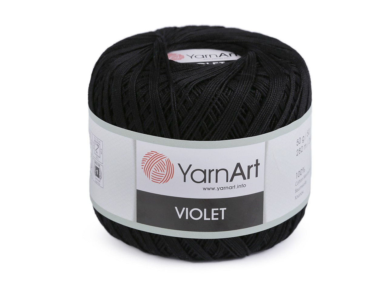 Bavlněná příze háčkovací Violet 50 g, barva 10 (999) černá
