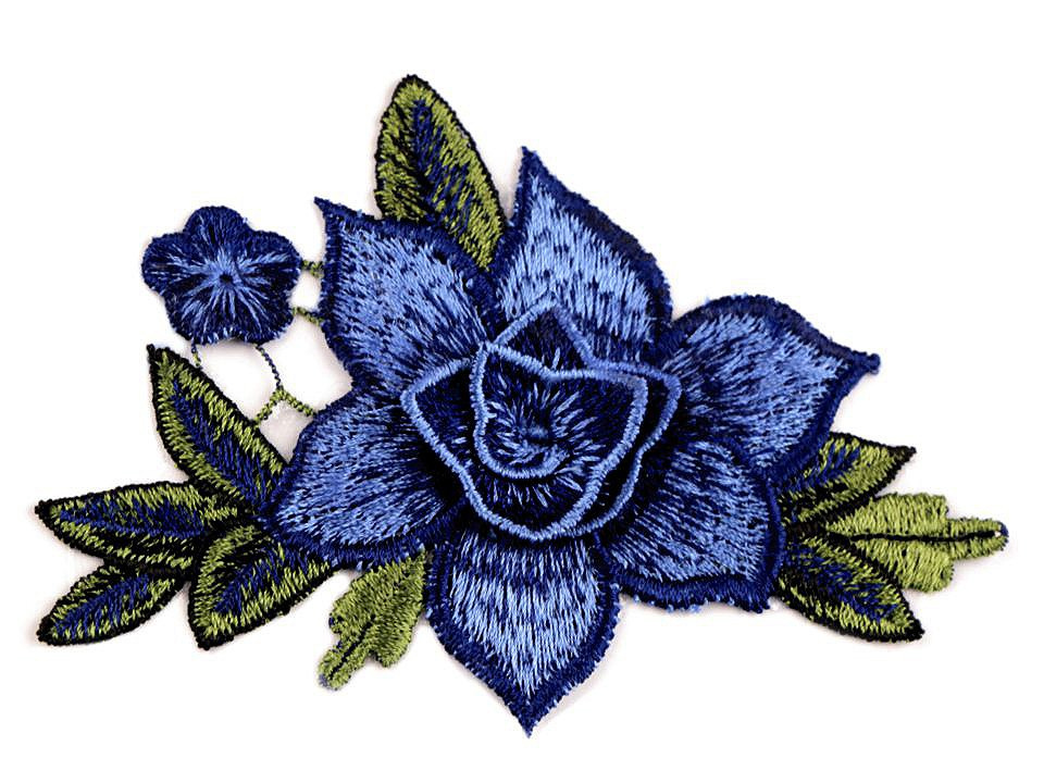 Nažehlovačka květ 3D, barva 2 modrá jeans