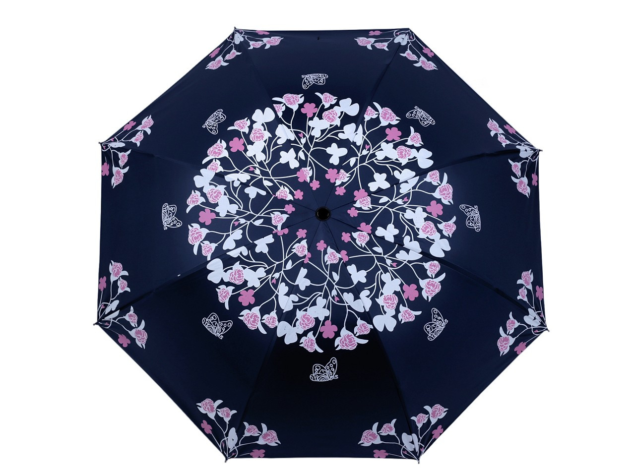 Dámský skládací deštník květy, barva 4 modrá tmavá