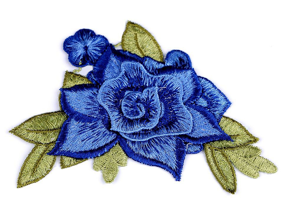 Nažehlovačka květ 3D, barva 3 modrá sytá