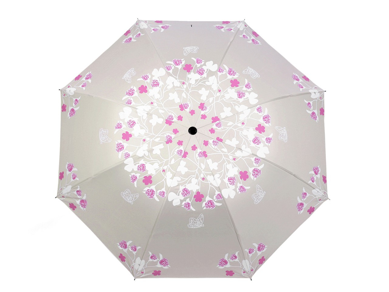 Dámský skládací deštník květy, barva 1 béžovobílá