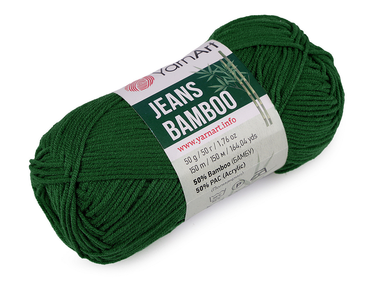 Pletací příze Jeans Bamboo 50 g, barva 15 (139) zelená