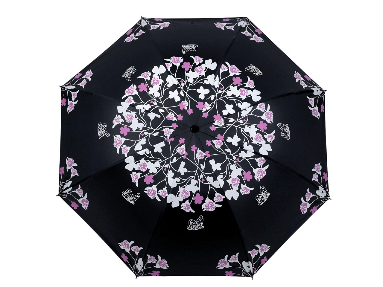 Dámský skládací deštník květy, barva 5 černá