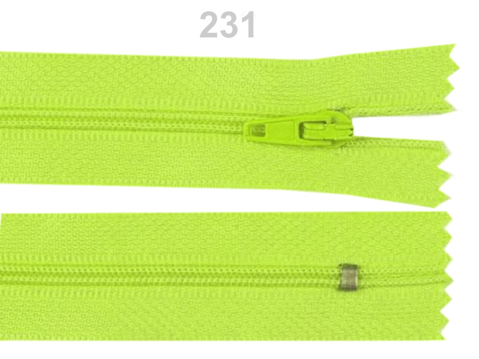 Spirálový zip šíře 3 mm délka 25 cm pinlock, barva 231 Zelená limetka