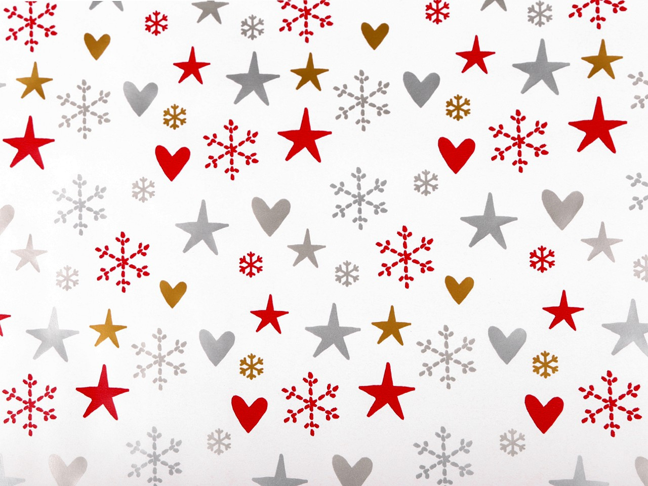 Balicí papír vánoční 0,7x2 m, barva 15 bílá srdce
