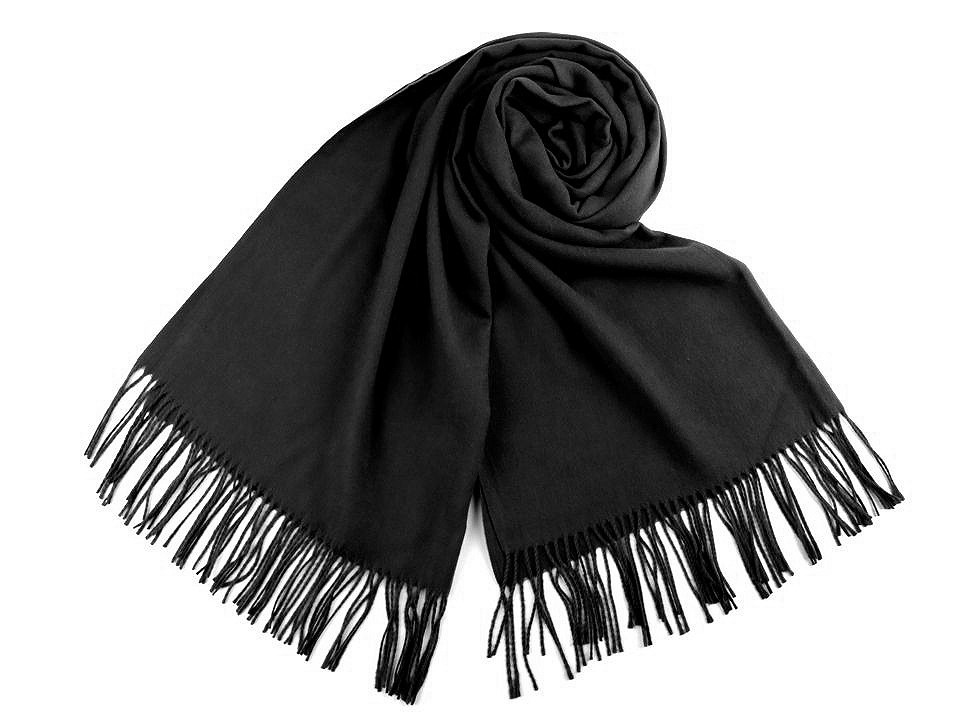 Šátek / šála typu pashmina s třásněmi 65x180 cm, barva 11 (03a) černá