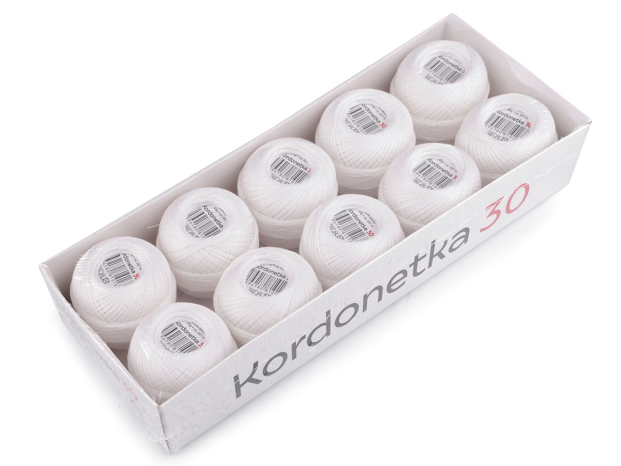 Příze Kordonetka 20 g, barva 8002/30 bílá