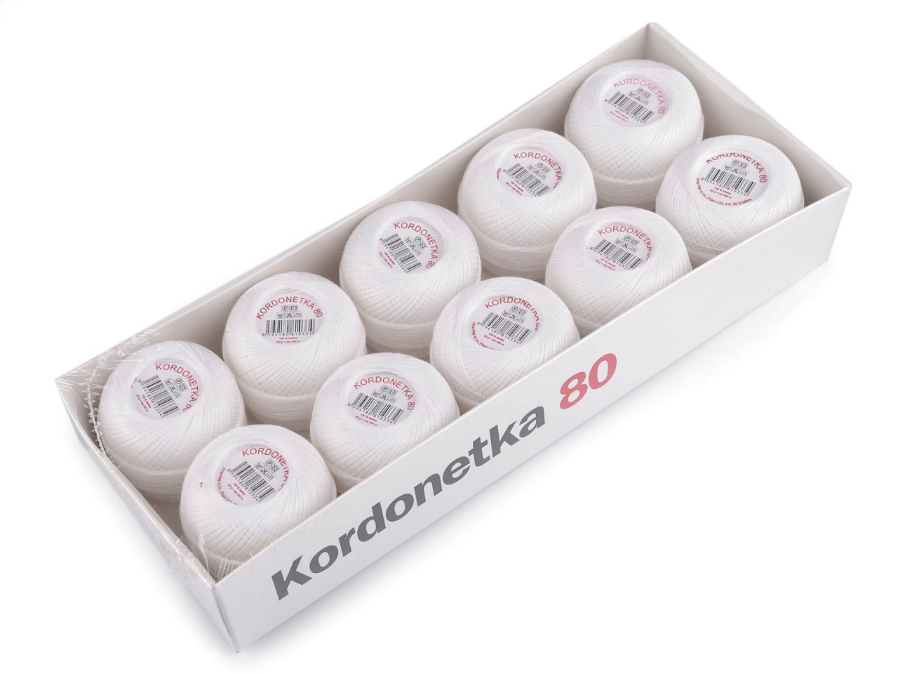 Příze Kordonetka 20 g, barva 8002/80 bílá