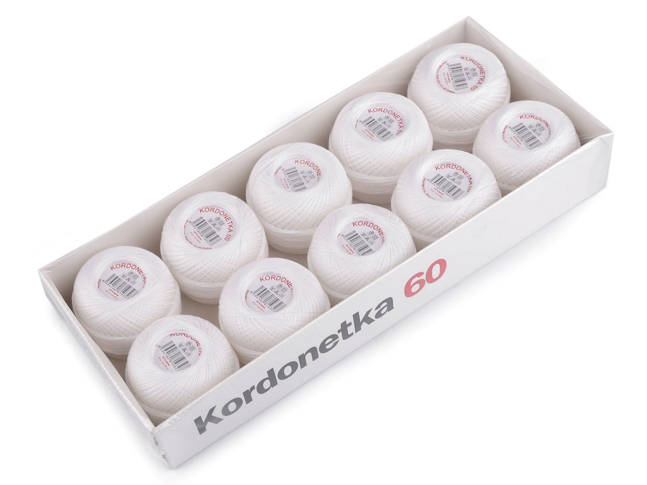 Příze Kordonetka 20 g, barva 8002/60 bílá