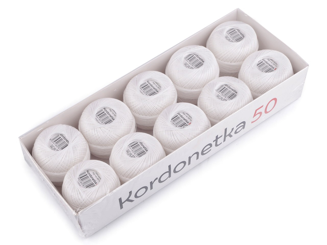 Příze Kordonetka 20 g, barva 8002/50 bílá