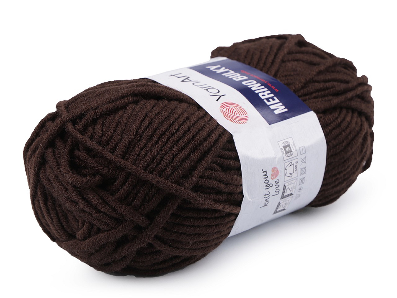 Pletací příze Merino bulky 100 g, barva 26 (116) hnědá tmavá