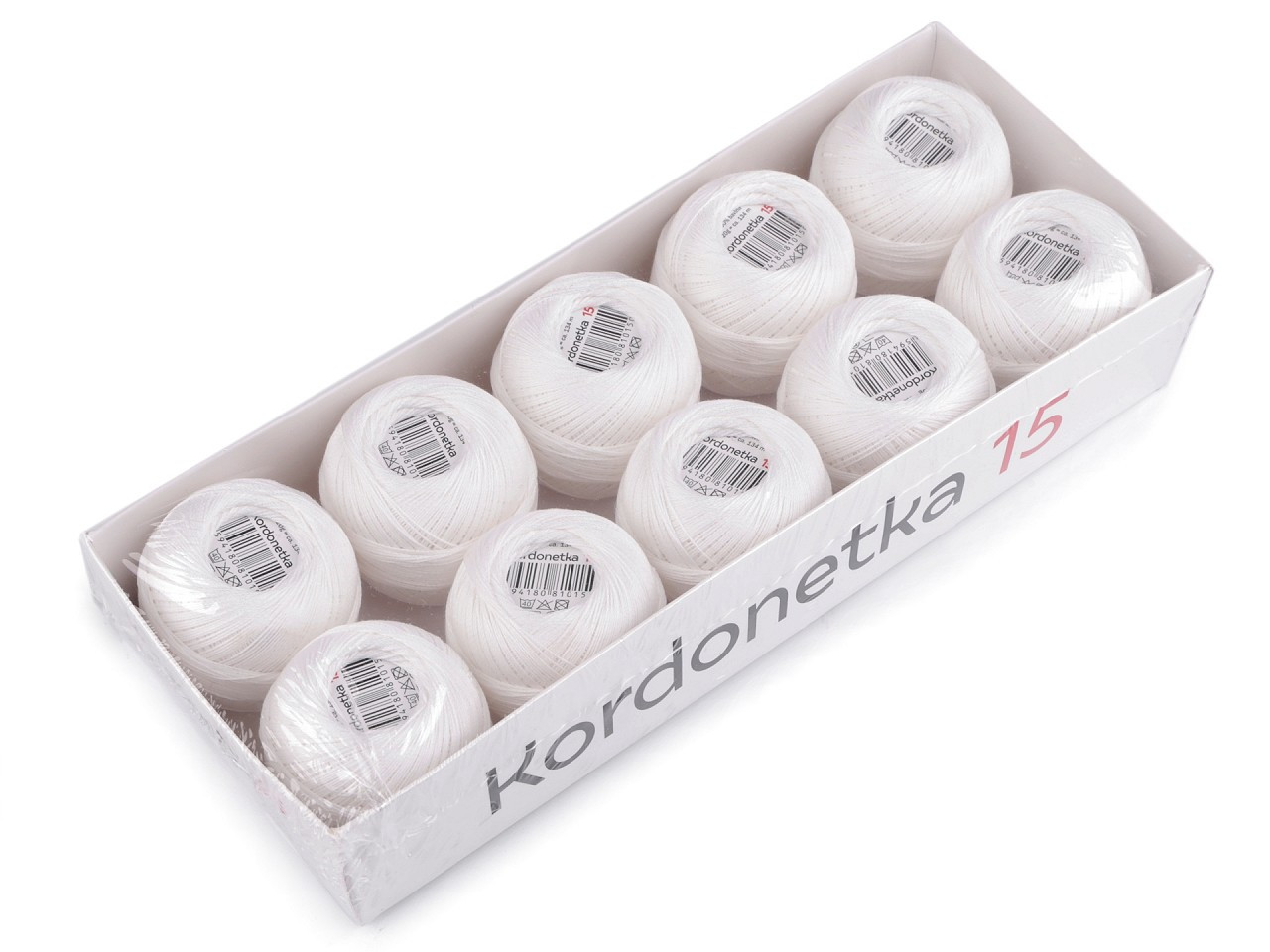 Příze Kordonetka 20 g, barva 8002/15 bílá