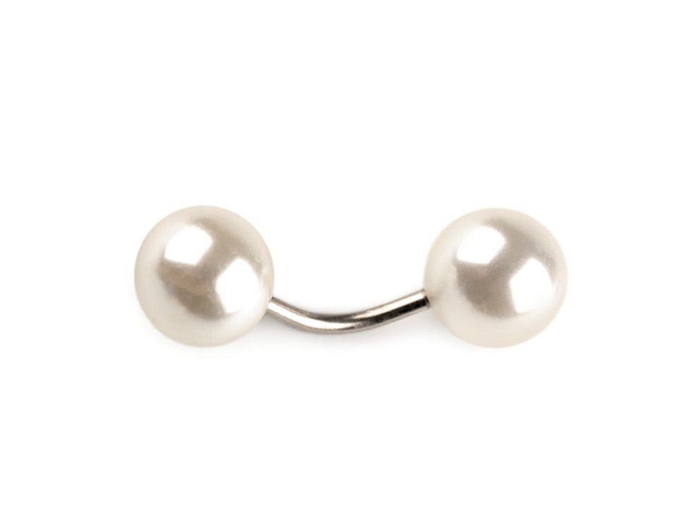 Ozdobné zapínání s perlou / knoflík, barva 1 bílá stříbrná