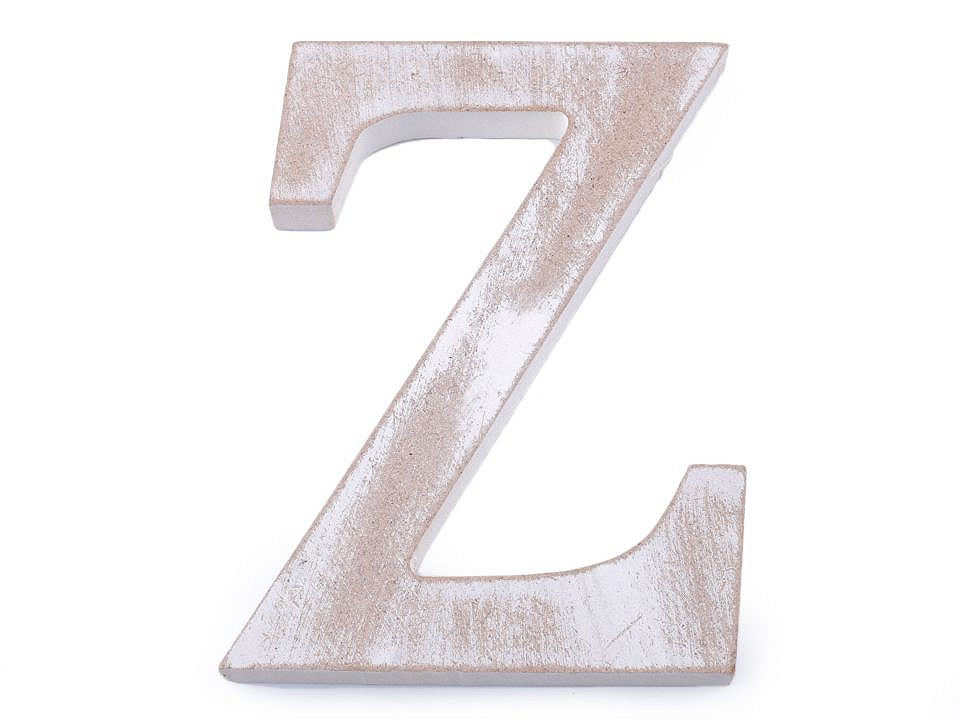 Dřevěná písmena abecedy vintage, barva 25 "Z" bílá přírodní