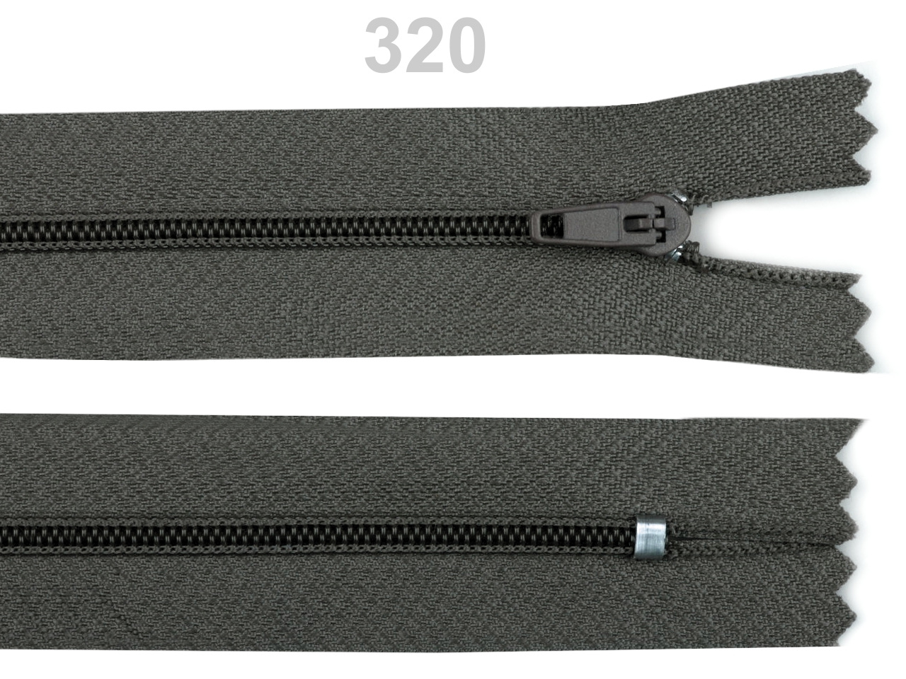 Spirálový zip šíře 3 mm délka 18 cm pinlock, barva 320 šedá hematit