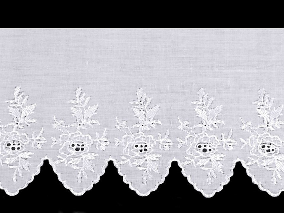 Madeira - štykování s velkými obloučky šíře 15 cm, barva bílá