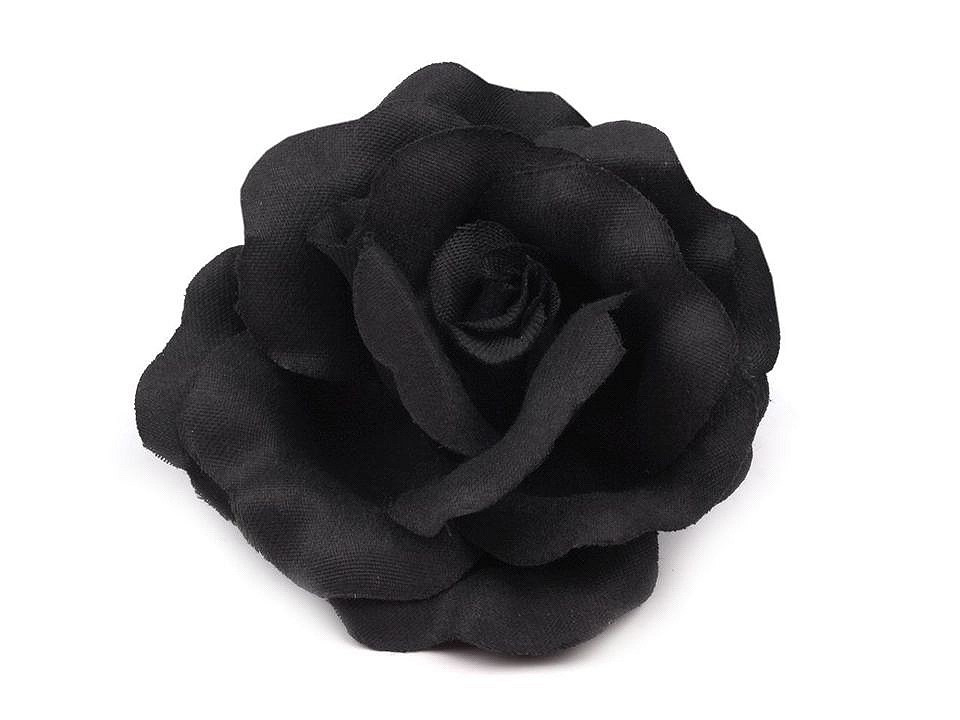 Brož / ozdoba růže Ø6 cm, barva 2 černá