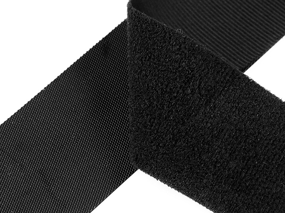 Nízkoprofilový suchý zip háček + plyš šíře 10 cm, barva černá