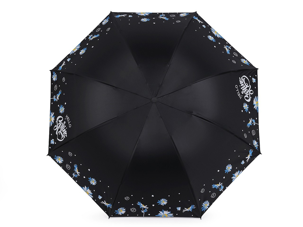 Dámský skládací deštník květy, barva 10 černá