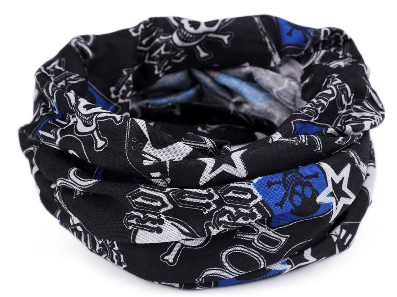 Multifunkční šátek pružný, bezešvý lebky, barva 6 černo-modrá