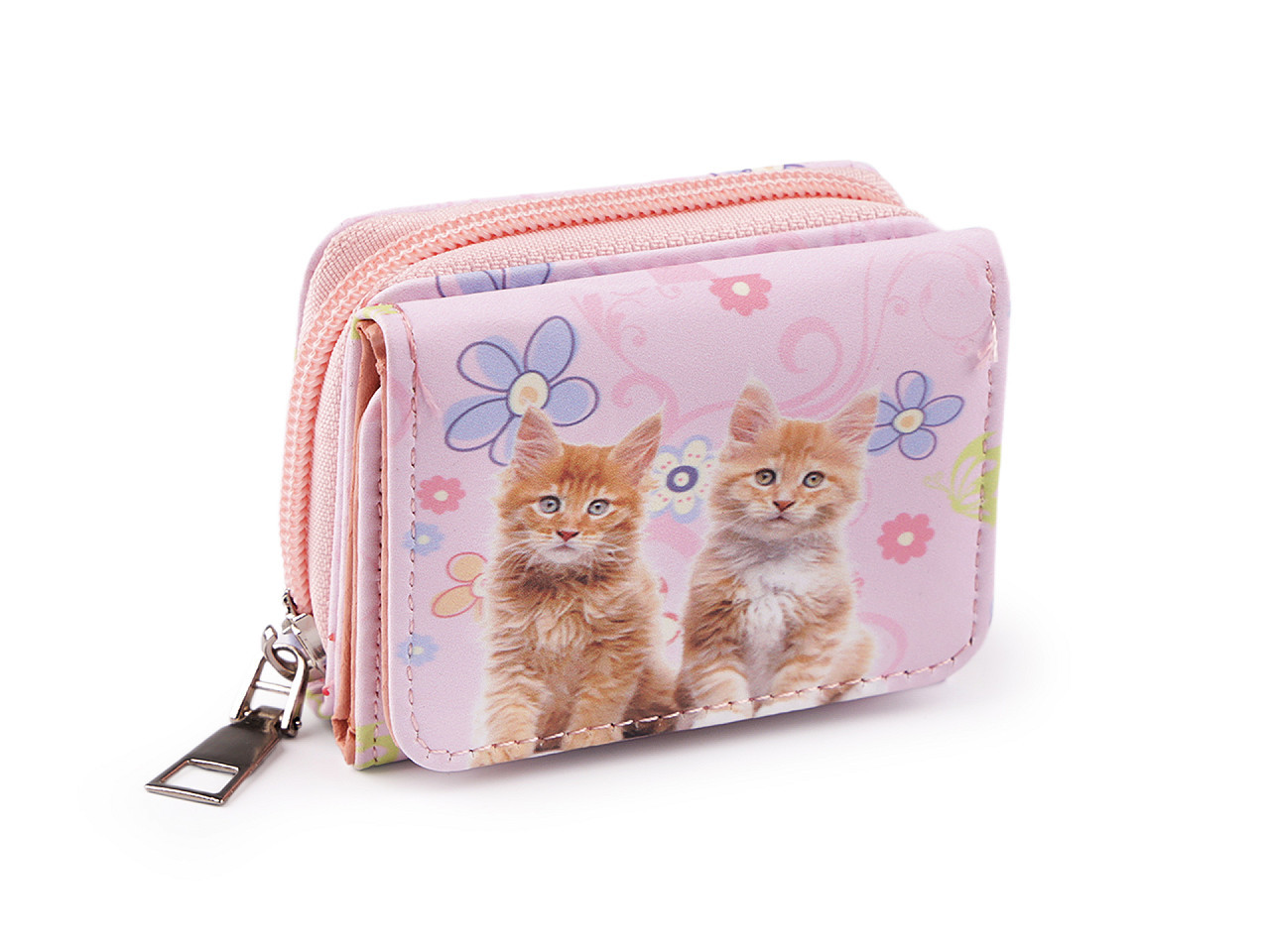 Mini peněženka dětská 7x8,5 cm, barva 2 růžová sv. kočka