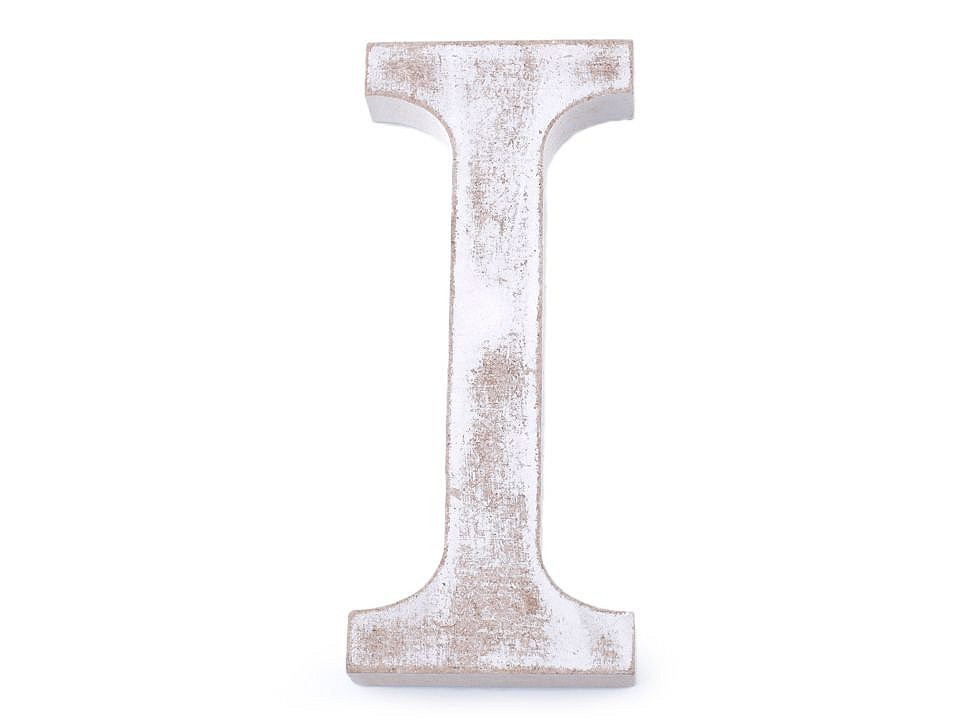 Dřevěná písmena abecedy vintage, barva 9 "I" bílá přírodní