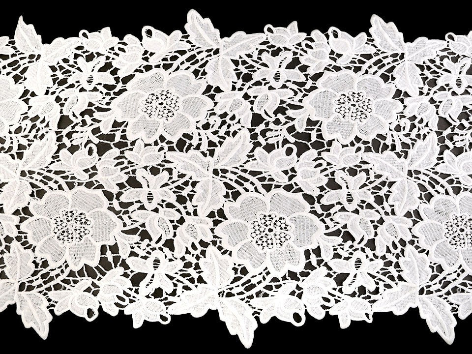 Vyšívaná krajka / běhoun šíře 36 cm off white, barva Off White