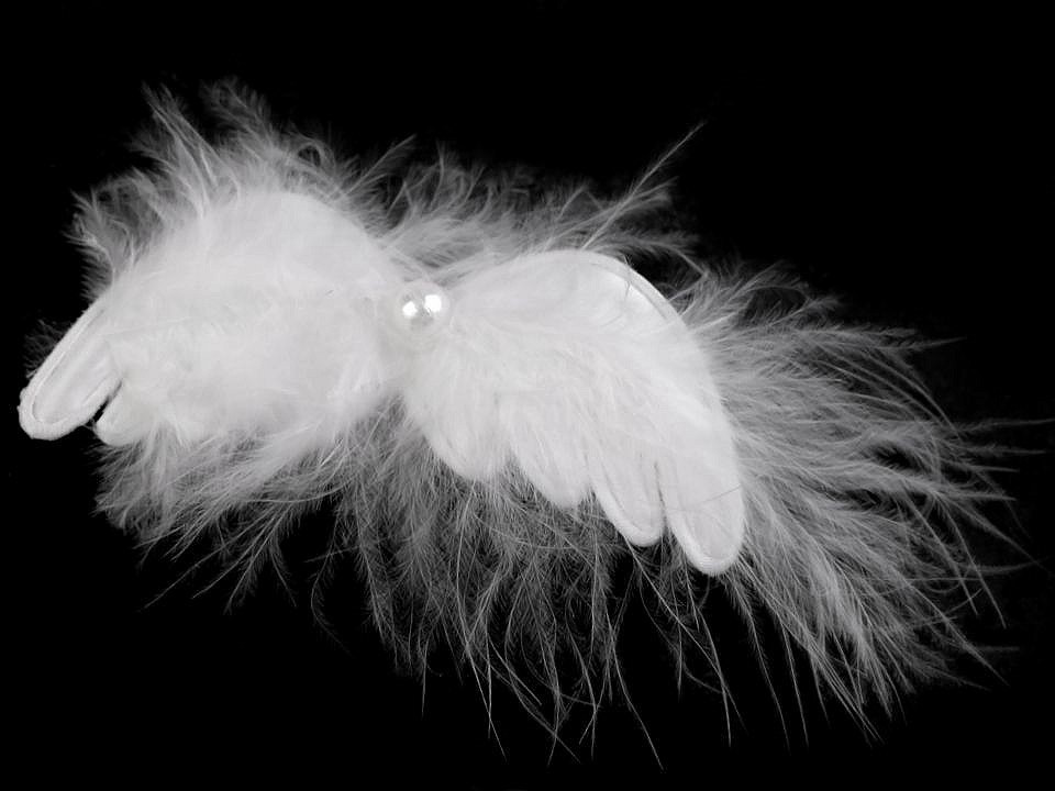 Fotografie Dekorace andělská křídla s klipem 3 ks, barva bílá