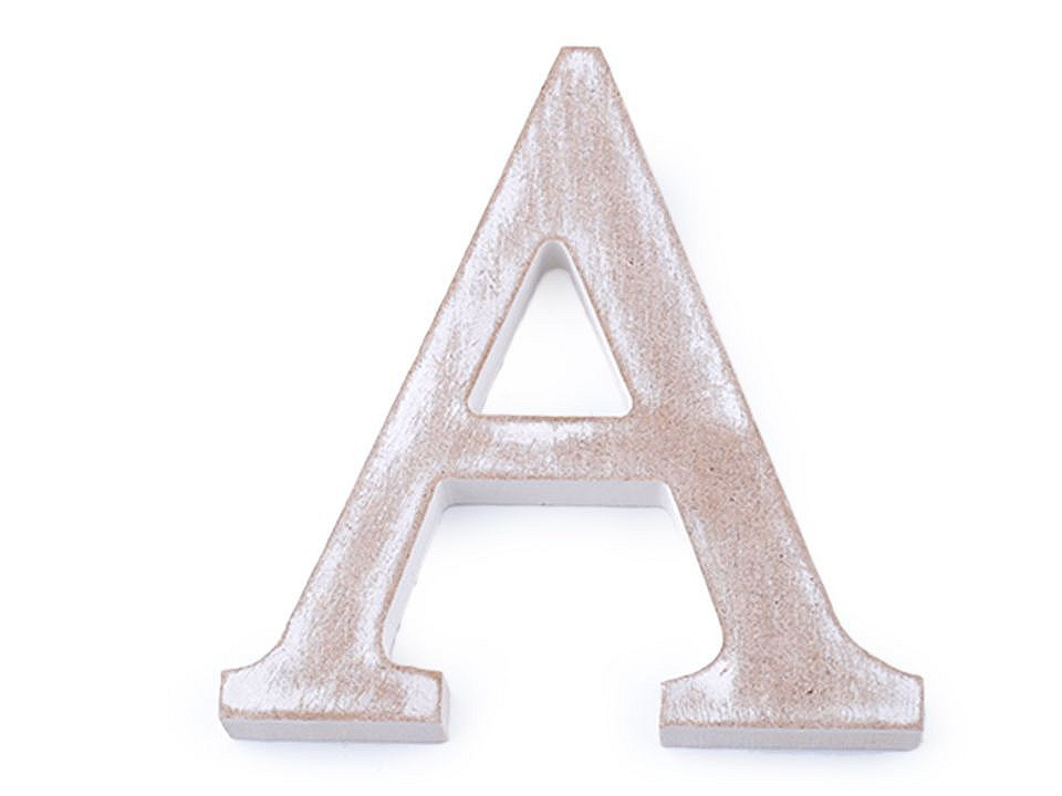 Dřevěná písmena abecedy vintage, barva 1 "A" bílá přírodní