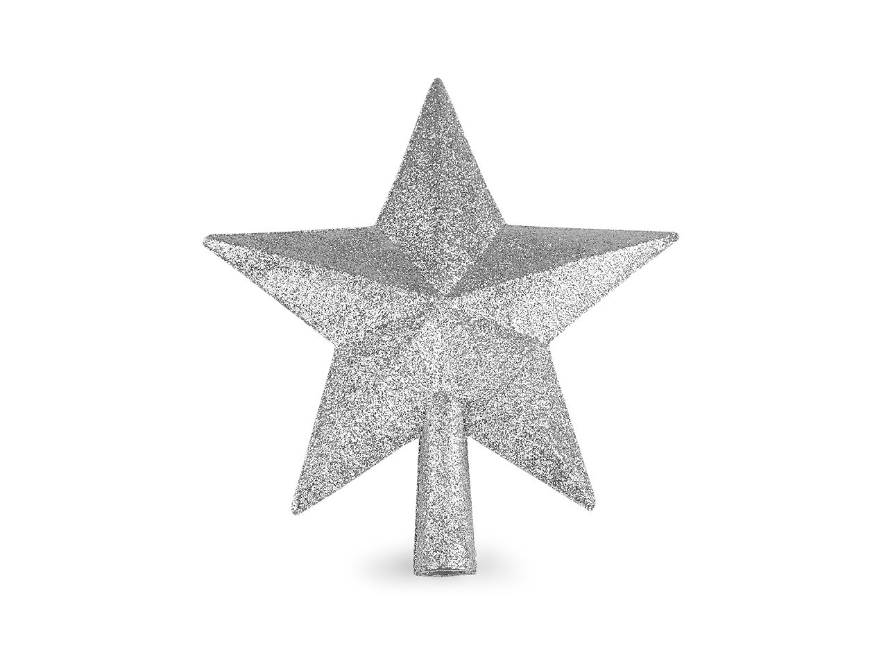 Vánoční hvězda na stromeček s glitry, barva 1 stříbrná