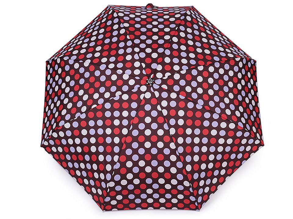 Dámský mini skládací deštník puntík, barva 1 červenohnědá