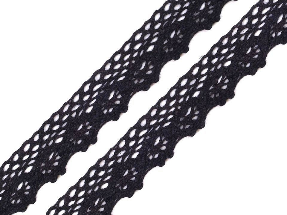 Bavlněná krajka paličkovaná šíře 25 mm, barva 2 černá