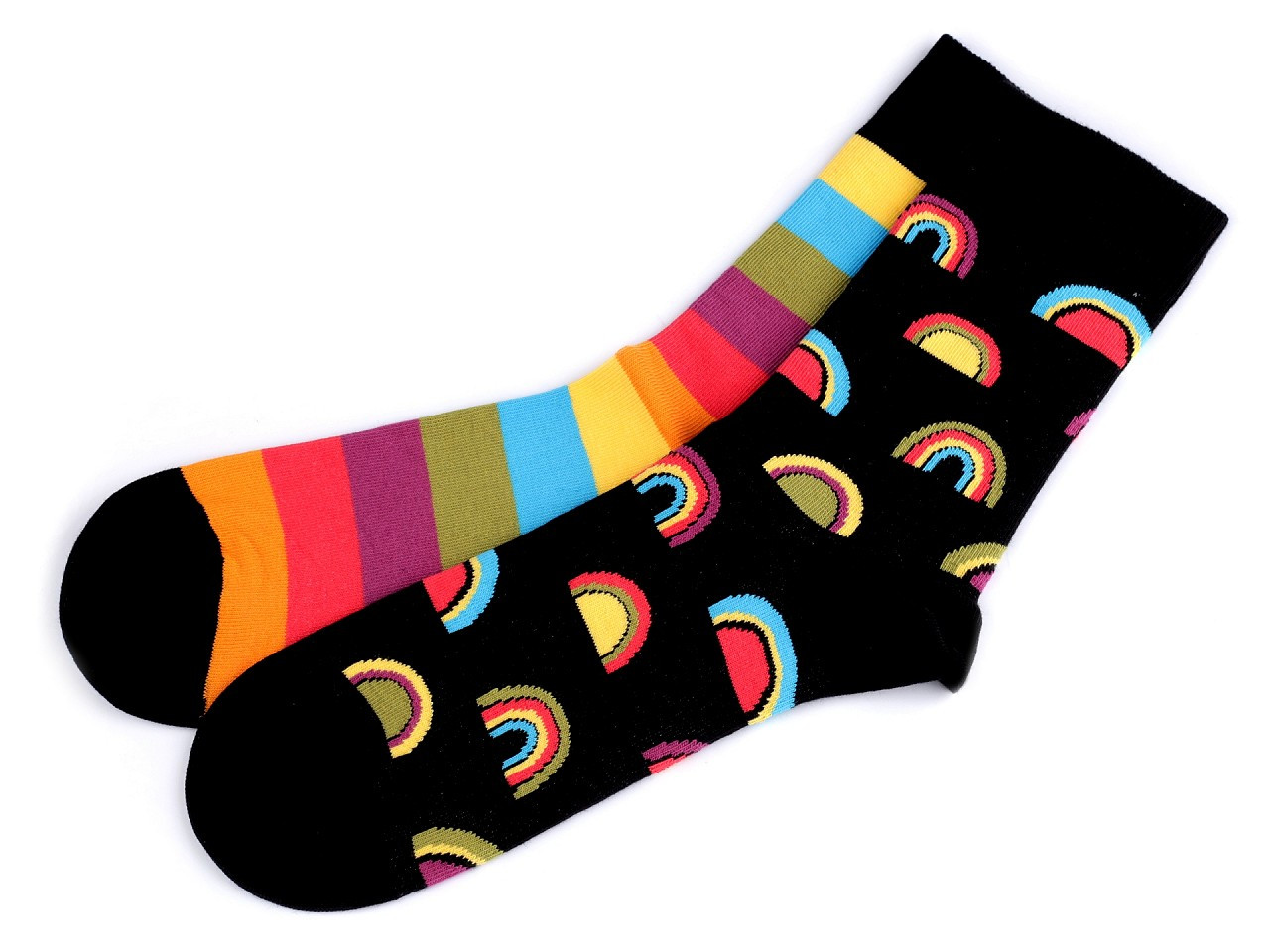 Veselé ponožky Wola, bavlněné, barva 43 (vel. 43/46) černá duha