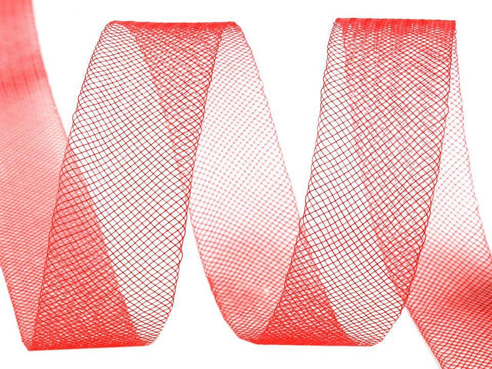 Modistická krinolína na vyztužení šatů a výrobu fascinátorů šíře 2,5 cm, barva 6 (CC07) červená