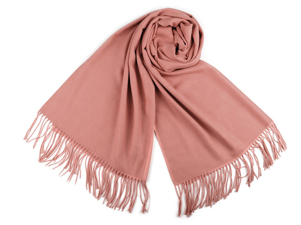 Šátek / šála typu pashmina s třásněmi 65x180 cm, barva 13 (47) růžová