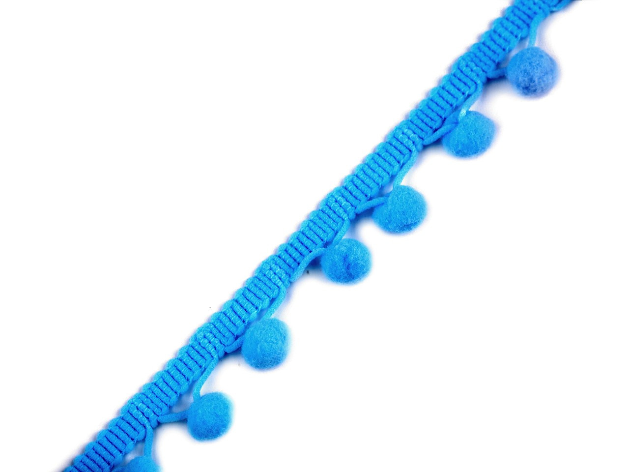 Prýmek šíře 20 mm s bambulkami Ø10 mm, barva 43 modrá dětská