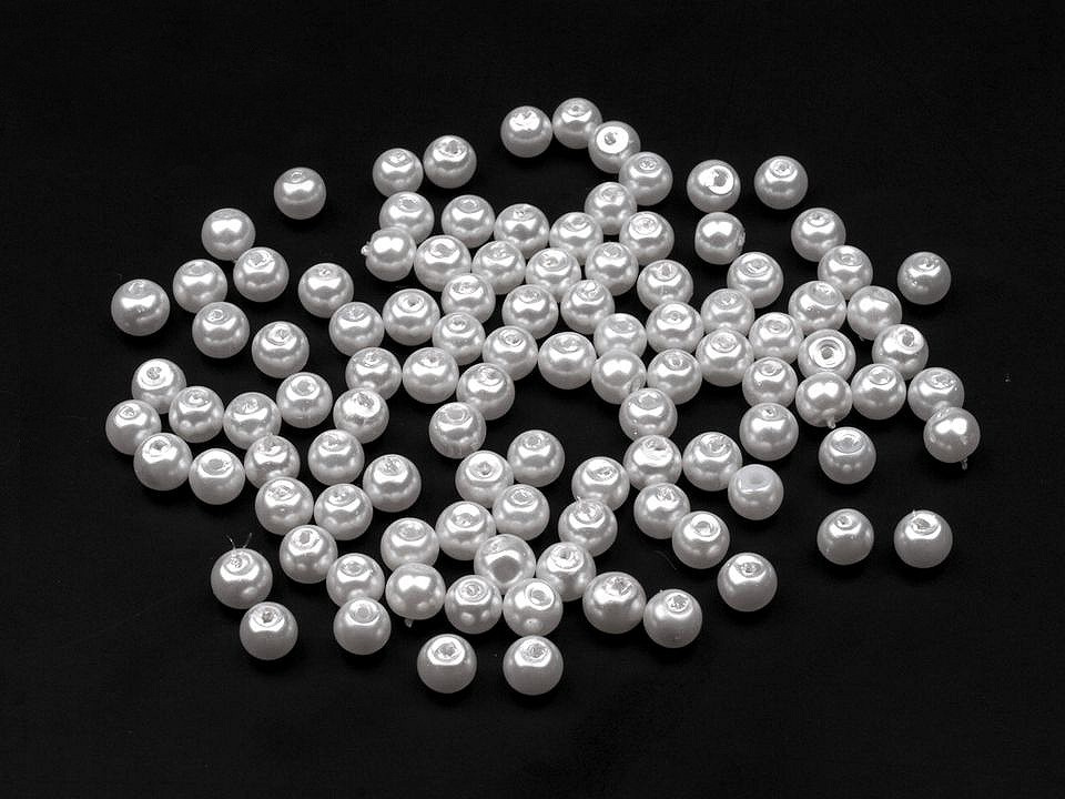 Skleněné voskové perly Ø4 mm, barva 01B bílá