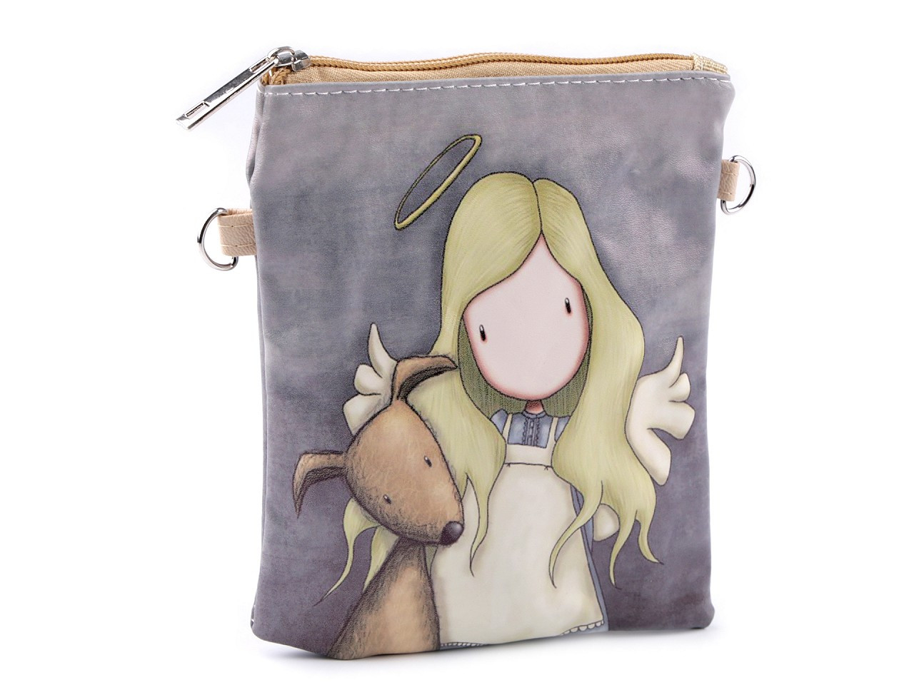 Dívčí kabelka 15x18,5 cm s potiskem, barva 14 šedá